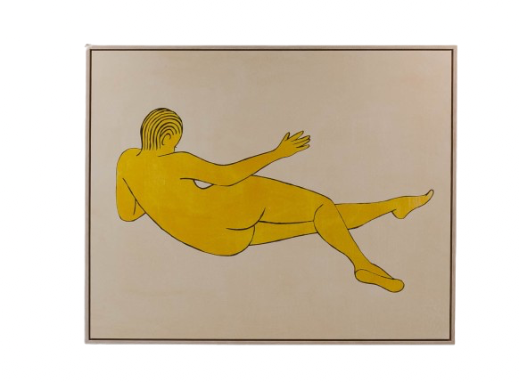 Large Yellow Laying Figure Print