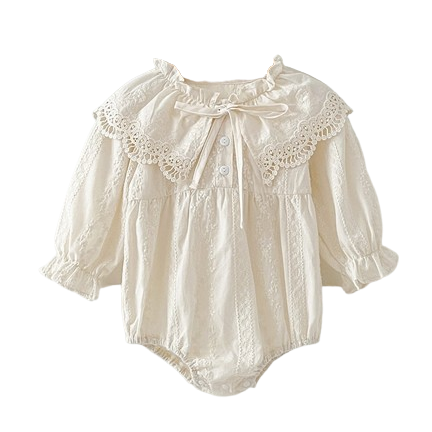 Lucy Lace Collar Onesie with Embroidery