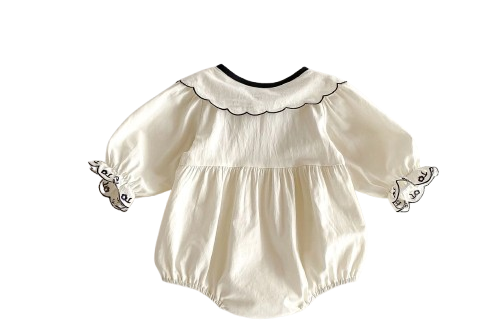 Bijoux Black Bow Onesie with Ruffle Collar