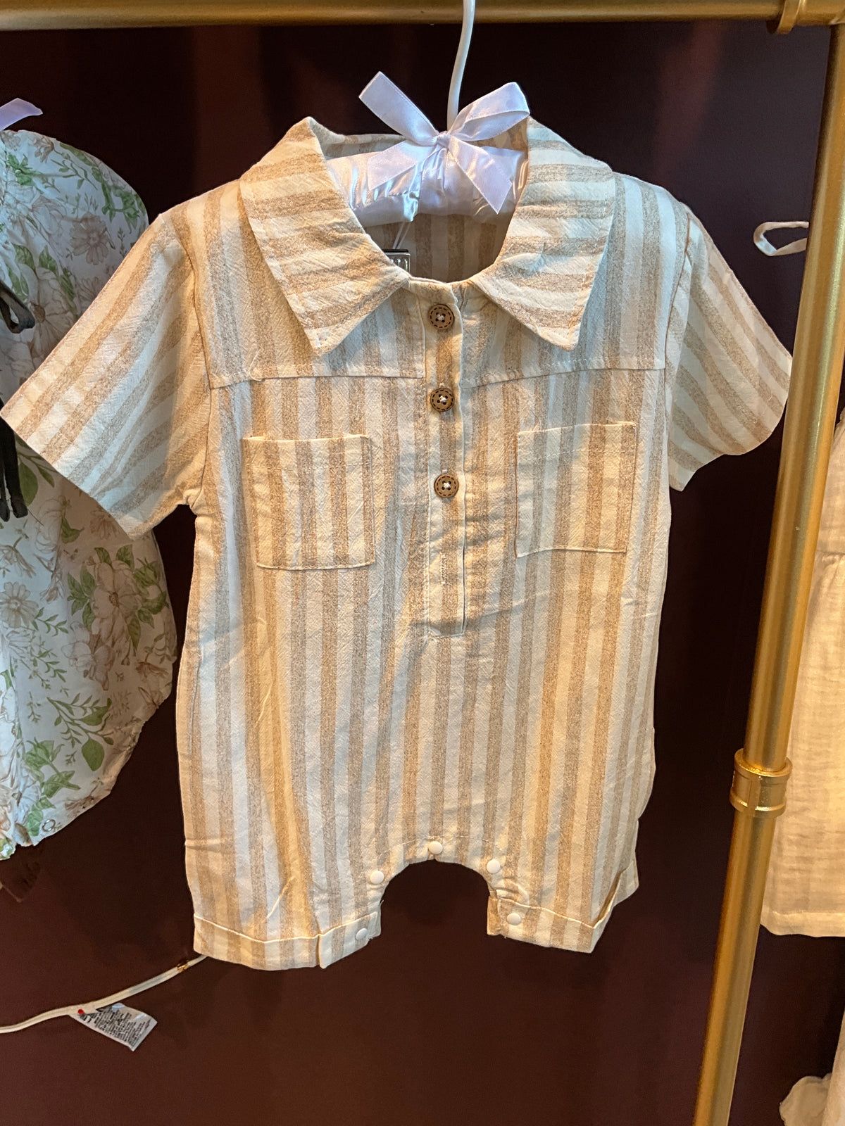 Baby boy, striped onesie