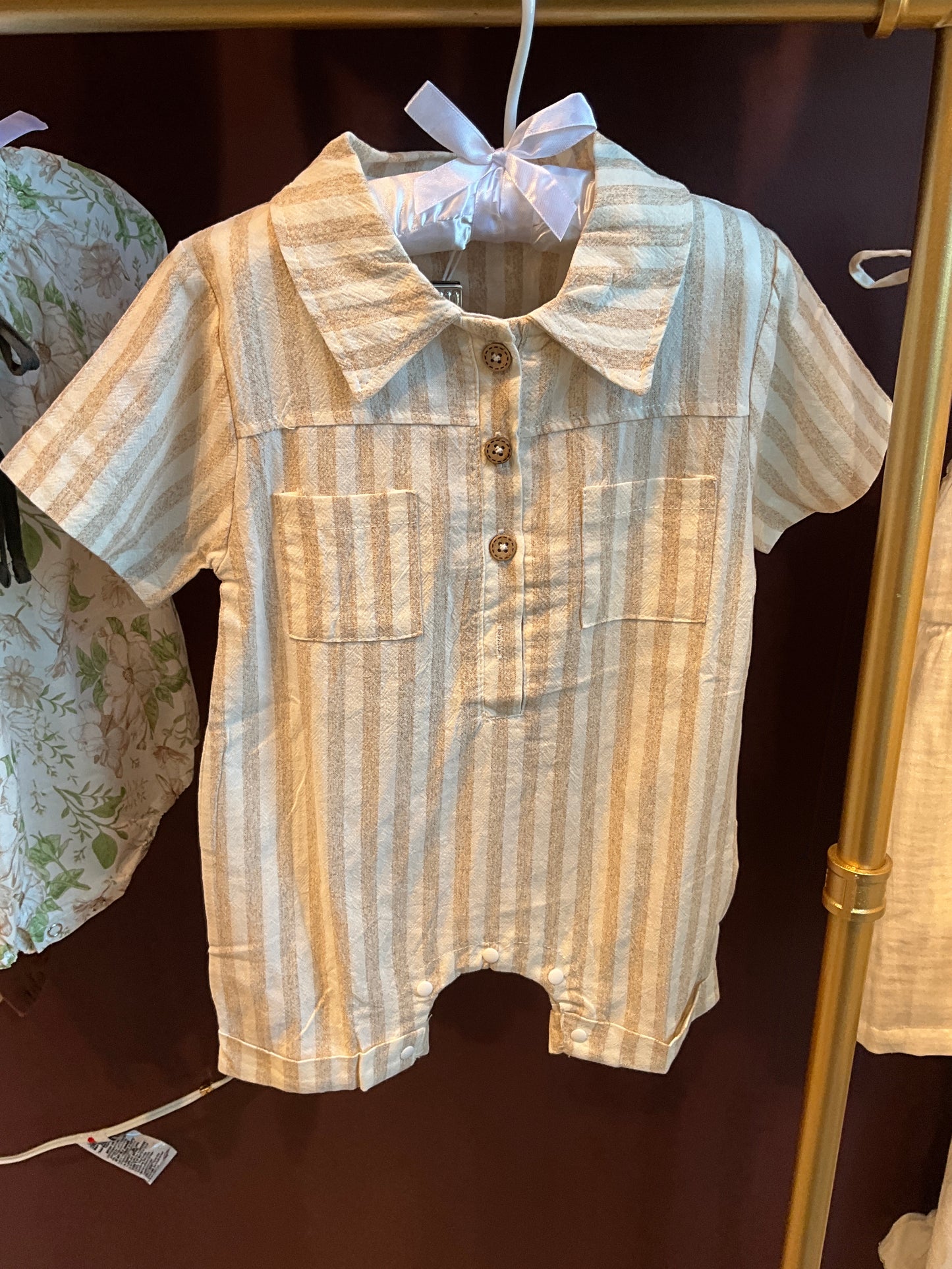 Baby boy, striped onesie