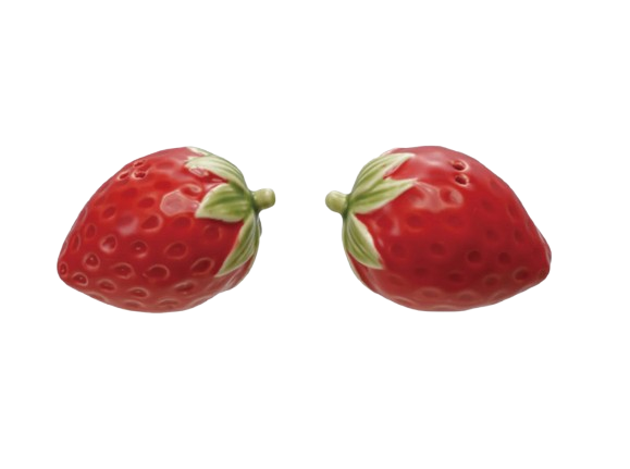 Hand-Painted Strawberry Shaped Salt & Pepper Shakers, Set of 2