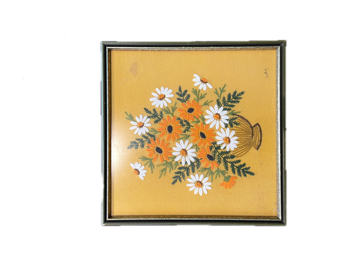 Framed Needlepoint Bouquet