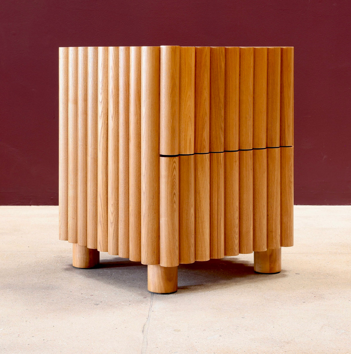 Ribbed Light Oak Night Stand