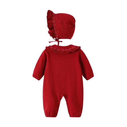 Penny Solid Romper with Bonnet