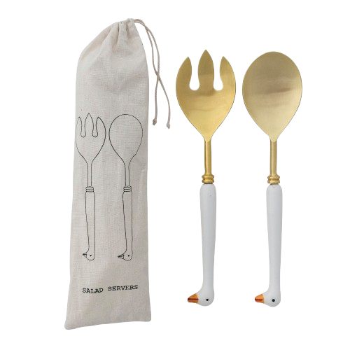 Gilly Goose Steel Salad Servers with Goose Shaped Handles, Set of 2