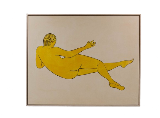 Large Yellow Laying Figure Print