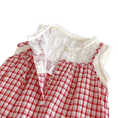 Checka Red & White Lace Jumper