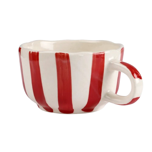 Red Stripe Scalloped Cappuccino Mug