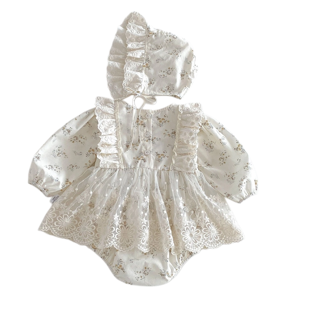 Thalia Tulle Flower Onesie with Bonnet