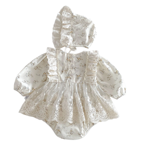 Thalia Tulle Flower Onesie with Bonnet
