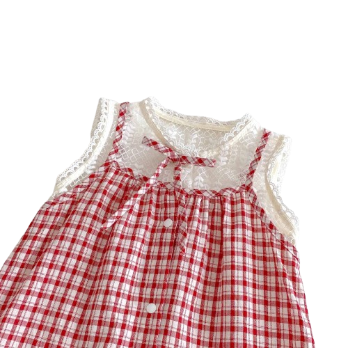 Checka Red & White Lace Jumper