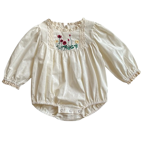 Poppy Embroidered Lace Onesie