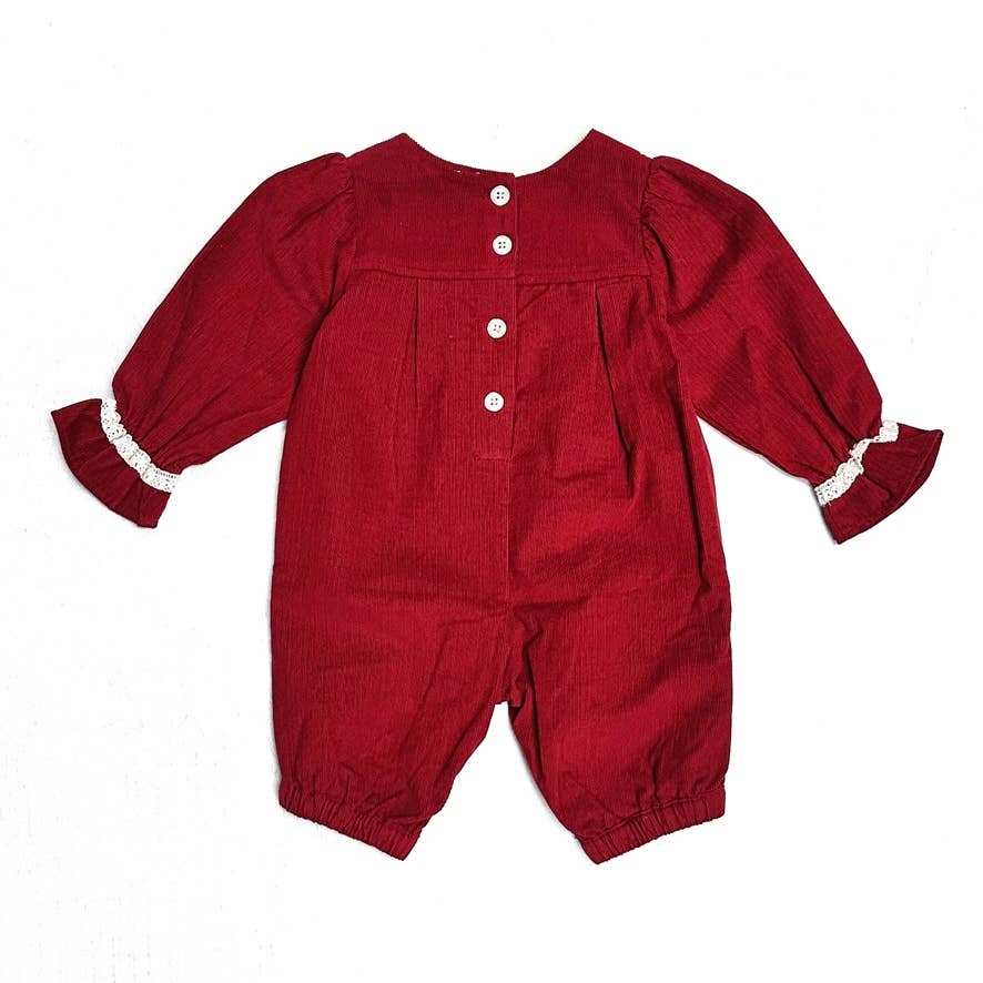 Viverano Embroidered Corduroy Festive Baby Jumpsuit (Organic)