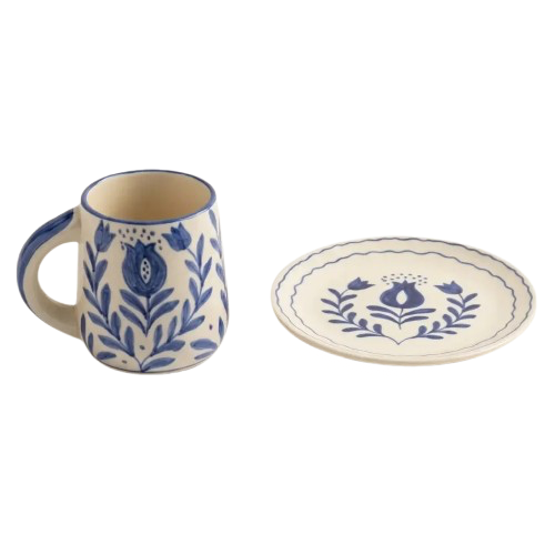 Blue Floral Hand-painted Breakfast Set