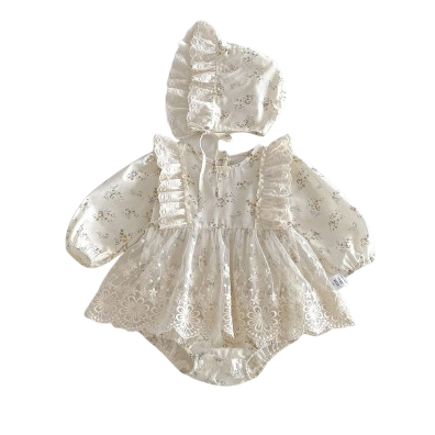 Thalia Tulle Flower Onesie with Bonnet