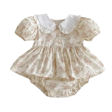 Rosie White Collar Rose Peplum Onesie