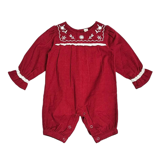 Viverano Embroidered Corduroy Festive Baby Jumpsuit (Organic)