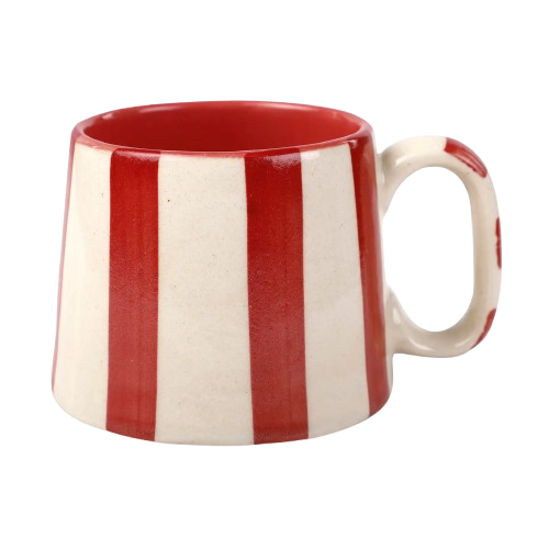 Red and White Stripe Coffee Mug