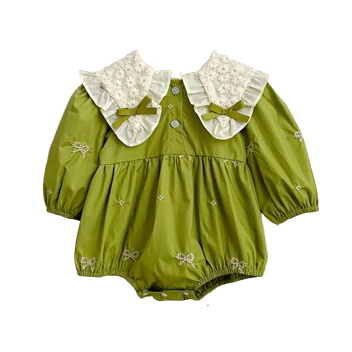 Camille Flower Bow Green Dress