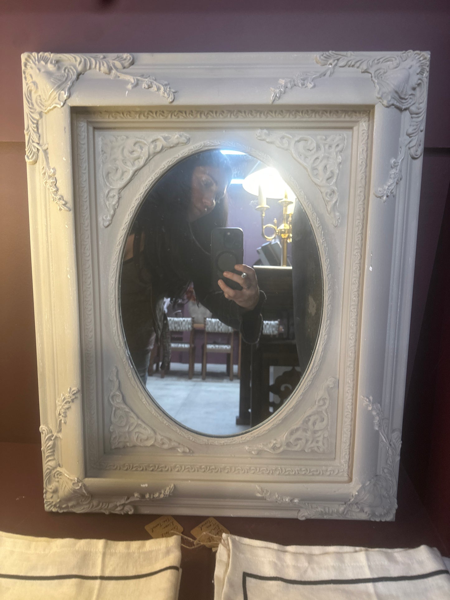 Small Vintage Ambroise Mirror, Green Grey
