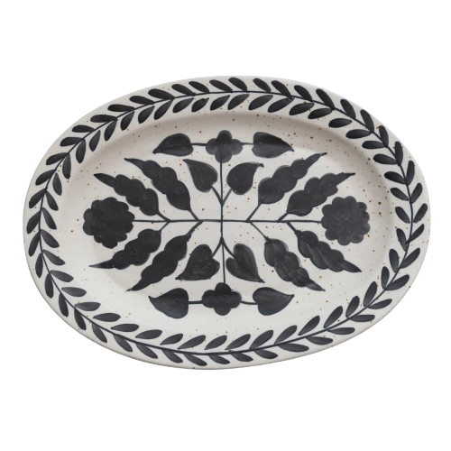 Hand-Painted Floral Oval Platter