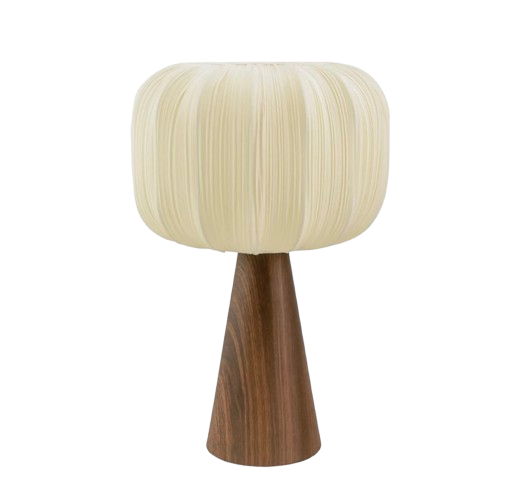 Wooden Table Lamp w/ Pleated Fabric Shade