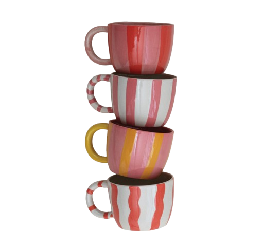 10 oz. Hand-Painted Stoneware Striped Mug