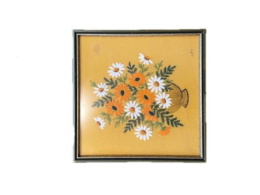Framed Needlepoint Bouquet