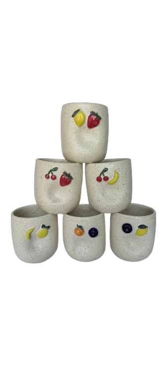 Dirty Clay Dishes Handmade Pinched Fruit Ceramic Mugs