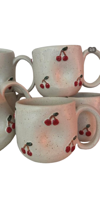 Handmade in LA 3D Ceramic Cherry Mug
