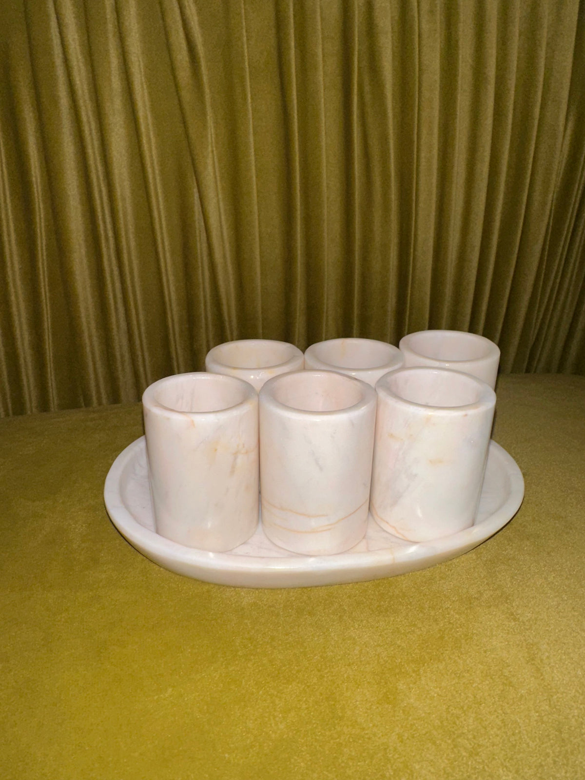 Off White Marble Shot Glass Set