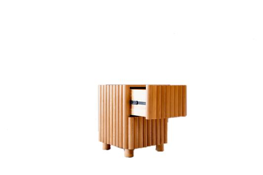 Ribbed Light Oak Night Stand