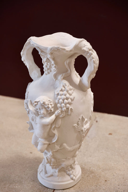 Large Plaster Cherub Vase