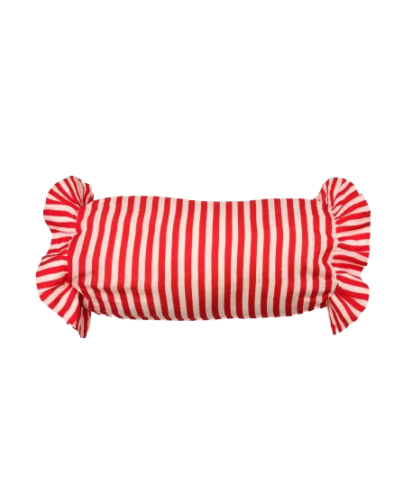 Cerise Candy striped Bolster pillow