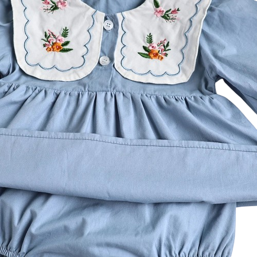 Skye Embroidered Flower Dress Romper