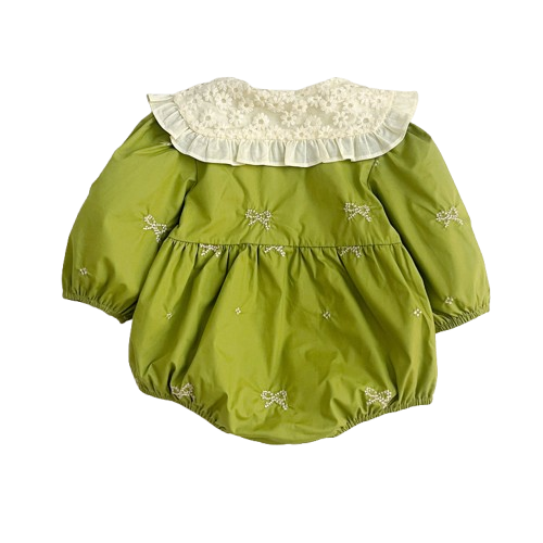 Camille Flower Bow Green Dress