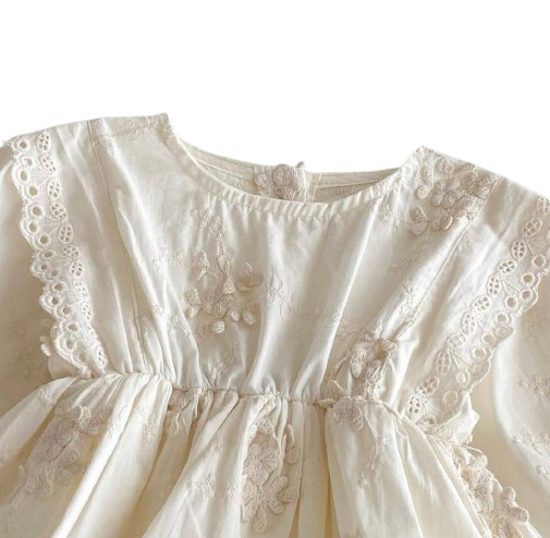 Eloise Eyelet Peplum Onesie with Embroidery
