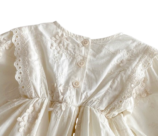 Eloise Eyelet Peplum Onesie with Embroidery