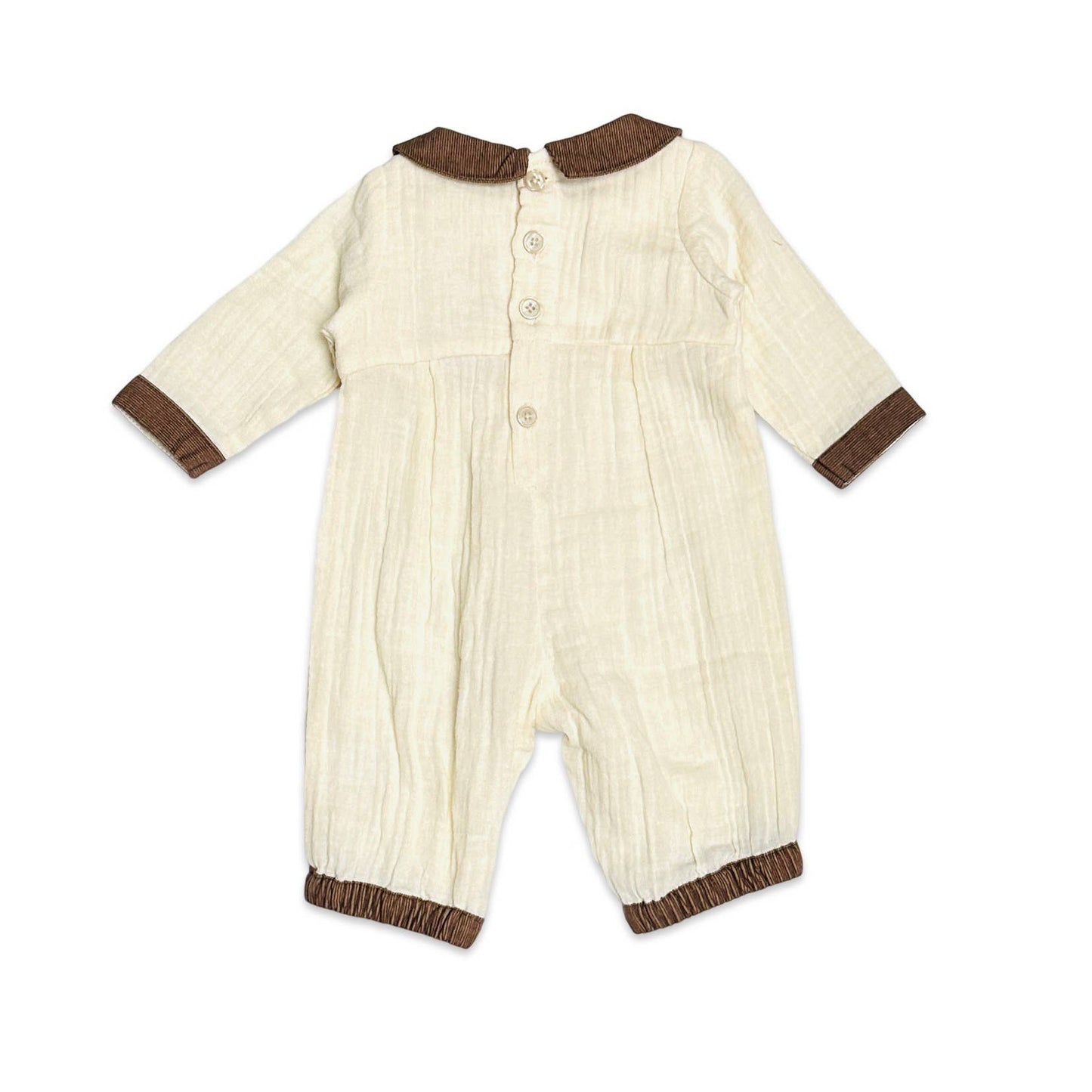 Viverano Embroidered Crinkled Muslin Baby Jumpsuit (Organic)