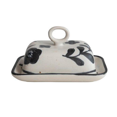 Hand Painted Floral Butter Dish
