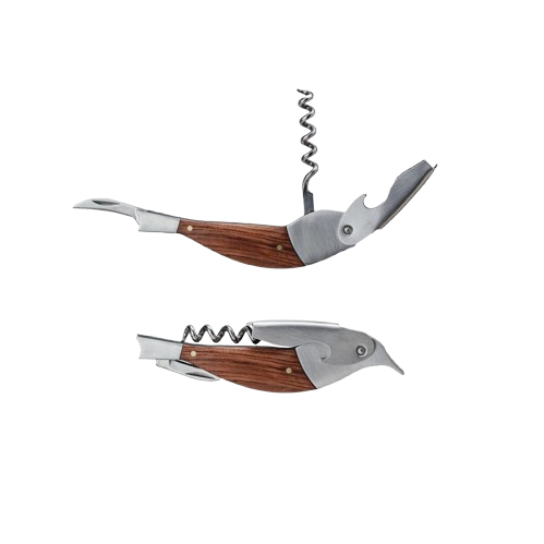 Merbau Wood & Stainless Steel Bird Shaped Corkscrew