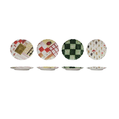Hand Painted Stoneware Scalloped Plate w/ Pattern
