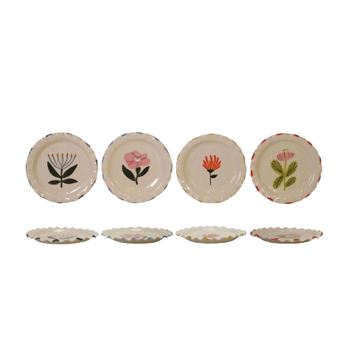 Scalloped Hand-Painted Floral Plate