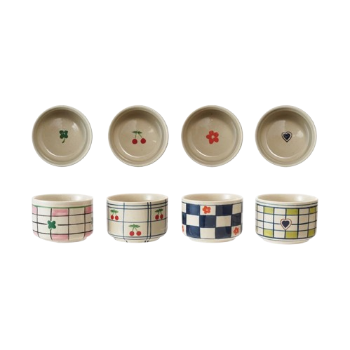 12 oz. Hand-Painted Stoneware Bowls w/ Pattern, 4 Styles