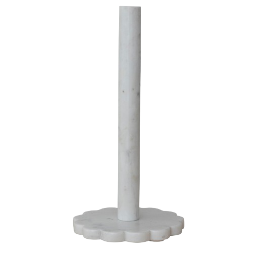 Marble Scalloped Paper Towel Holder, White