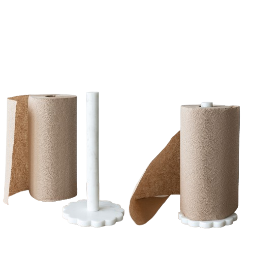Marble Scalloped Paper Towel Holder, White