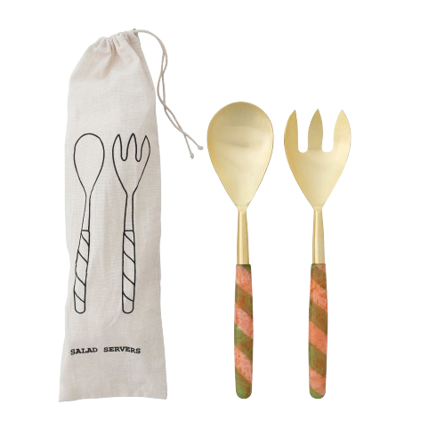 Lea Striped Salad Servers, Set of 2