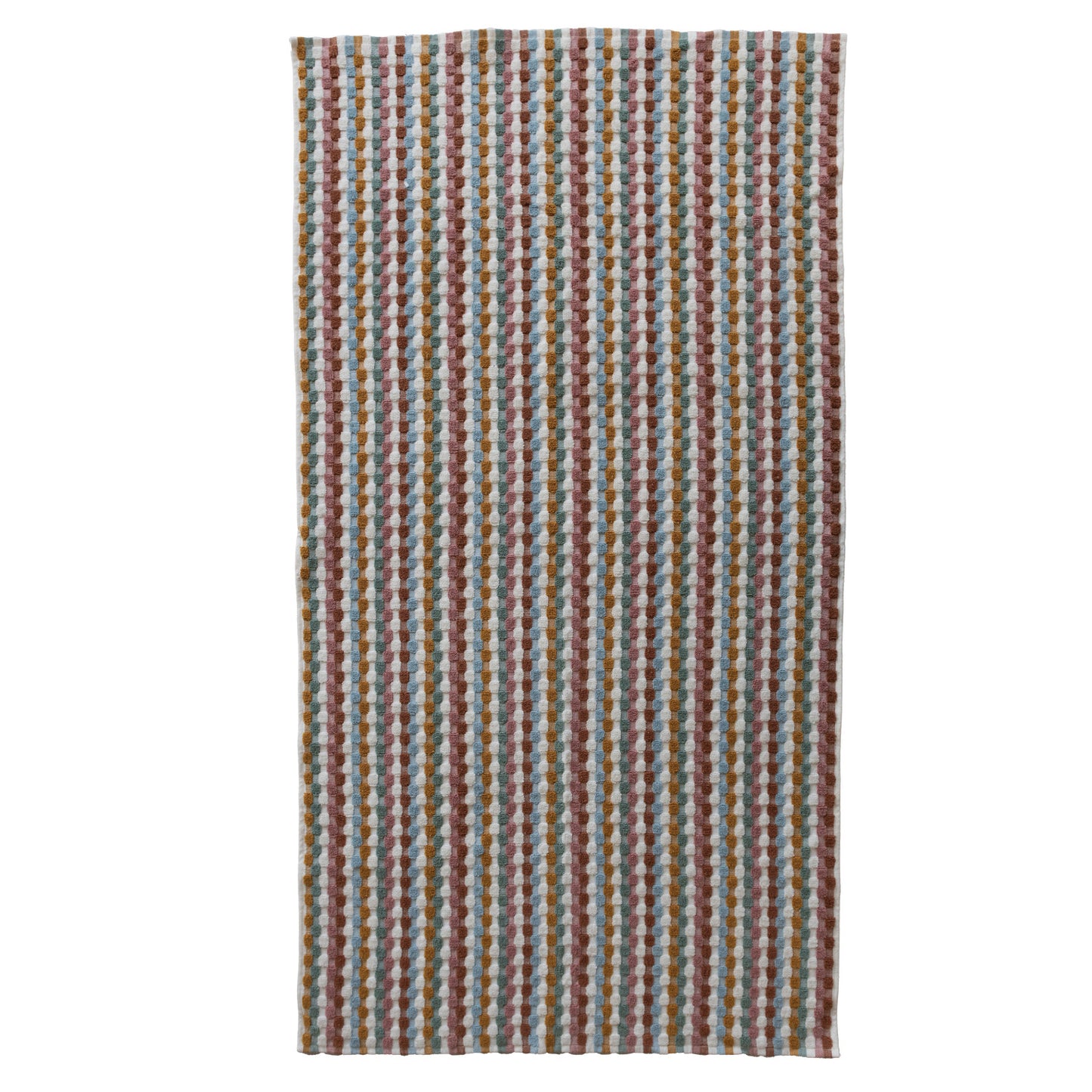 Woven Cotton Terry Bath Towel with Geometric Pattern & Loop