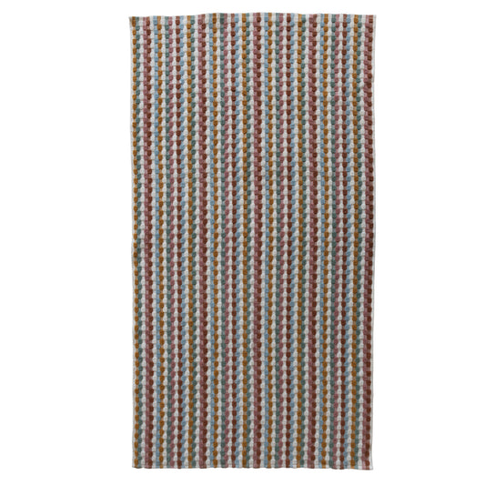 Woven Cotton Terry Bath Towel with Geometric Pattern & Loop